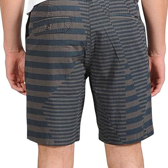 Volcom Stone Graphito Men's Shorts Blue Gray Stripe Random Print Casual Wear - Picture 2 of 3